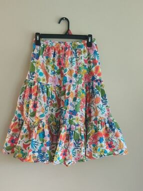 Boden Bright Tropical Floral Tiered Skirt